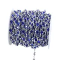 Détail d'un rouleau de chaîne en verre bleu de 6 mm pour la création de bijoux et l'artisanat. - 6mm / Verre Bleu Royal-Chaîne Argentée