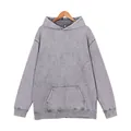 Grauer Vintage-Washed-Oversized-Hoodie mit Kängurutasche und distressed Textur-Design - S / Oberteile / Kapuzenpullover / Grau