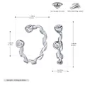 S925 sterling silver twisted ear cuff with zircon, 1.4cm height dimension diagram - 925 Silver / Silver