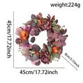 Autumn Thanksgiving artificial peony hydrangea wreath with 45cm diameter details - Purple Leaf Hydrangea Wreath