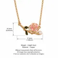 Vintage copper rose flower pendant necklace with pink enamel and pearl detail measurements - June