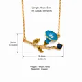 Retro blue morning glory flower necklace with golden copper branch pendant and blue stone - September