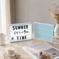 Sky blue A4 LED DIY letter lightbox with decorative symbols and summer theme - 96 Black & White Letter Cards / Sky Blue