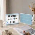 Γαλάζιο A4 LED DIY κουτί φωτισμού με γράμματα και διακοσμητικά σύμβολα καλοκαίρι - 96 Ασπρόμαυρες κάρτες γραμμάτων / Γαλάζιο