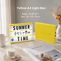 Κίτρινο κουτί φωτός LED A4 με γράμματα DIY και καλοκαιρινά εικονίδια - 96 Ασπρόμαυρες κάρτες γραμμάτων / Κίτρινο