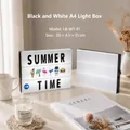 A4 DIY LED cinema lightbox with black frame and changeable letters for room decor - 96 Black & White Letter Cards / Black & White Stripe