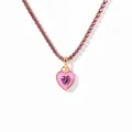 Elegant purple heart zircon pendant necklace on a gold-tone copper tennis chain. - Pink