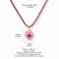 Elegant purple heart zircon pendant necklace on a gold-tone copper tennis chain. - Pink