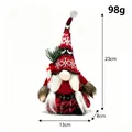 Cute Christmas gnome doll with red knitted snowflake hat and candy cane ornament 23cm - Knitted Gnome with Red/Black/White Curved Hat Holding Candy Cane - Women's