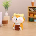 Figurine de renard de dessin animé mignonne portant un chapeau jaune pour décoration de bureau - Renard Portant des Briques (19799)