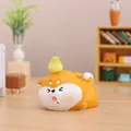 Adorable figurine de chien Shiba Inu en dessin animé orange avec une poire sur la tête décor - Ornement en Résine / Shiba Inu Somnolent (19799) / Orange Blanc