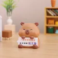 Figurine de capybara mignonne pour bureau avec panneau humoristique - Ornement en Résine / Capybara Motivé (1188-39) / Marron