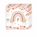 Pak van 20 roze boheemse regenboog feest papieren servetten met bloemmotieven 16,5cm - Roze Regenboog / Servetten 20 stuks