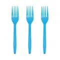 Set van drie felblauwe plastic wegwerpvorken ideaal voor themafeesten in de ruimte - Lichtblauwe Feestvorken (10 Stuks) / 10 Stuks Verpakking