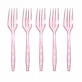 Set van vijf elegante roze glitter plastic vorken voor de boheemse thema feesttafel - Roze Regenboog / Vorken 10 stuks