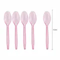Wegwerp roze glitter plastic feestlepels met gouden schilfers, 15,4 cm lengte voor evenementen - Roze Regenboog / Lepels 10 stuks
