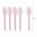 Cuillères de fête en plastique rose pailleté avec flocons dorés, longueur 15,4 cm pour buffet - Arc-en-ciel Rose / Cuillères 10 pièces