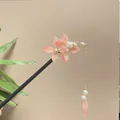 Elegant handmade sandalwood hairpin featuring pink resin flowers and pearl tassels - Pink Gradient Floral Artificial Pearl Tassel Wood Hair Stick(9438)