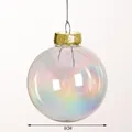8cm iridescent transparent Christmas ball ornament with gold cap and hanging wire - Colorful Ball / 8cm / Gold