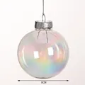 8 cm irisierende klare Weihnachtsbaumkugel aus Kunststoff mit silberner Schneeflockenkappe - Bunte Kugel / 8cm / Silber