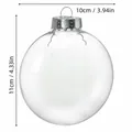 10cm transparent plastic Christmas ball ornament with a silver cap and hanging wire loop. - Flat Ball / 10cm / Silver