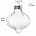 Clear fluted Christmas ornament ball with silver snowflake cap, 8x10cm. - Onion Ball / 10cm / Silver
