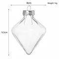 Transparent diamond shaped plastic Christmas ornament with decorative silver snowflake cap - Rhombus Facet / 8cm / Silver