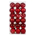 Set of 36 red 6cm Christmas ball ornaments with mixed textures in a clear gift box. - 36 Pieces (6cm) / Red