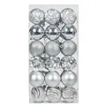 Set of 36 silver Christmas baubles with varied textures in 6cm size - 36 Pieces (6cm) / Silver