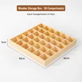 Organisateur en bois à 36 cases, 40x40x5 cm pour bureau ou présentation - Bois Naturel 36 Grilles
