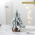 Mini árbol de Navidad nevado con base de madera para decoración de mesa festiva - Árbol de 20cm Cubierto de Nieve con Base de Madera