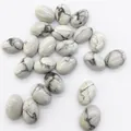 Οβάλ λευκές μαρμάρινες πέτρες cabochon 10x14mm με γκρι φλέβες για ένθετα κοσμημάτων DIY - Λευκό Τυρκουάζ