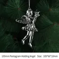 Durchsichtiger Acryl-Engel-Anhänger mit Stern, 109 mm Höhe für den Weihnachtsbaumschmuck - 109mm Engel mit Pentagramm
