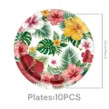 Floral Hawaiian theme 9 inch disposable paper plates set of 10 for summer party - 9 Inch Plates / 10 Pieces (23cm/9 inch)