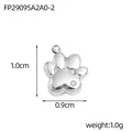Detailed macro view of a silver stainless steel cat paw pendant with size and weight info - Silver Style (FP29095A2A0-2)