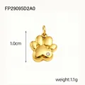 Detailed view of the gold-colored stainless steel cat paw pendant for DIY jewelry making - Gold Style (FP29095D2A0)