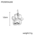 Detailed macro view of the silver cat paw pendant showing 1.0cm height and 1.1g weight - Steel Color Loop (FP29095A2A0)