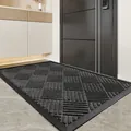 Durable dark grey rubber entrance doormat with non-slip geometric pattern for hallway - 90*150CM / Diamond Pattern Style / Gray