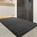 Commercial grade dark gray herringbone doormat with non-slip rubber backing for entryway - 90*150CM / Meile Style / Gray