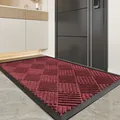 Heavy-duty burgundy rubber entrance mat with non-slip texture for indoor and outdoor - 90*150CM / Rhombus Dream / Red