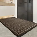 Durable brown rubber entryway door mat with geometric embossed floral pattern - 45*75cm / Mandala Style / Beige Brown