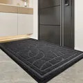 Commercial black rubber entrance floor mat with anti-slip geometric floral pattern for entryway - 90*150CM / Mandala / Gray
