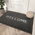 Durable dark grey non-slip rubber entrance doormat with large WELCOME text print - 45*75cm / Youjian Style (WELCOME) / Gray