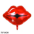 Giant red lips shaped foil balloon for Valentine's Day party decorations, 70x54cm size. - Glossy Red Lips