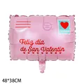 Pink envelope shaped foil balloon with Happy Valentine's Day text party decor 48x38cm - Spanish Valentine's Day Love Letter