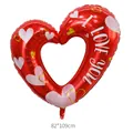 Large red heart-shaped foil balloon with I Love You print for Valentine's Day, 82x109cm - Red Hollow Valentine's Heart
