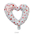 17-inch silver marble open heart foil balloon featuring Happy Valentine's Day print - White Hollow Valentine's Heart