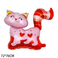 Pink and red cartoon cat foil balloon with heart patterns for Valentine's Day 72x76cm - Pink Heart Cat