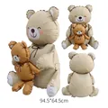 Large cartoon standing bear inflatable balloon, 94.5x64.5cm, beige and brown color - Hug Baby Bear