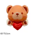 Cartoon teddy bear foil balloon holding a red heart for Valentine's Day party decor - Angel Bear
